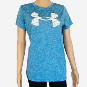 Under Amour Tech Twist Blue marble T-Shirt logo design round neck Women’s M